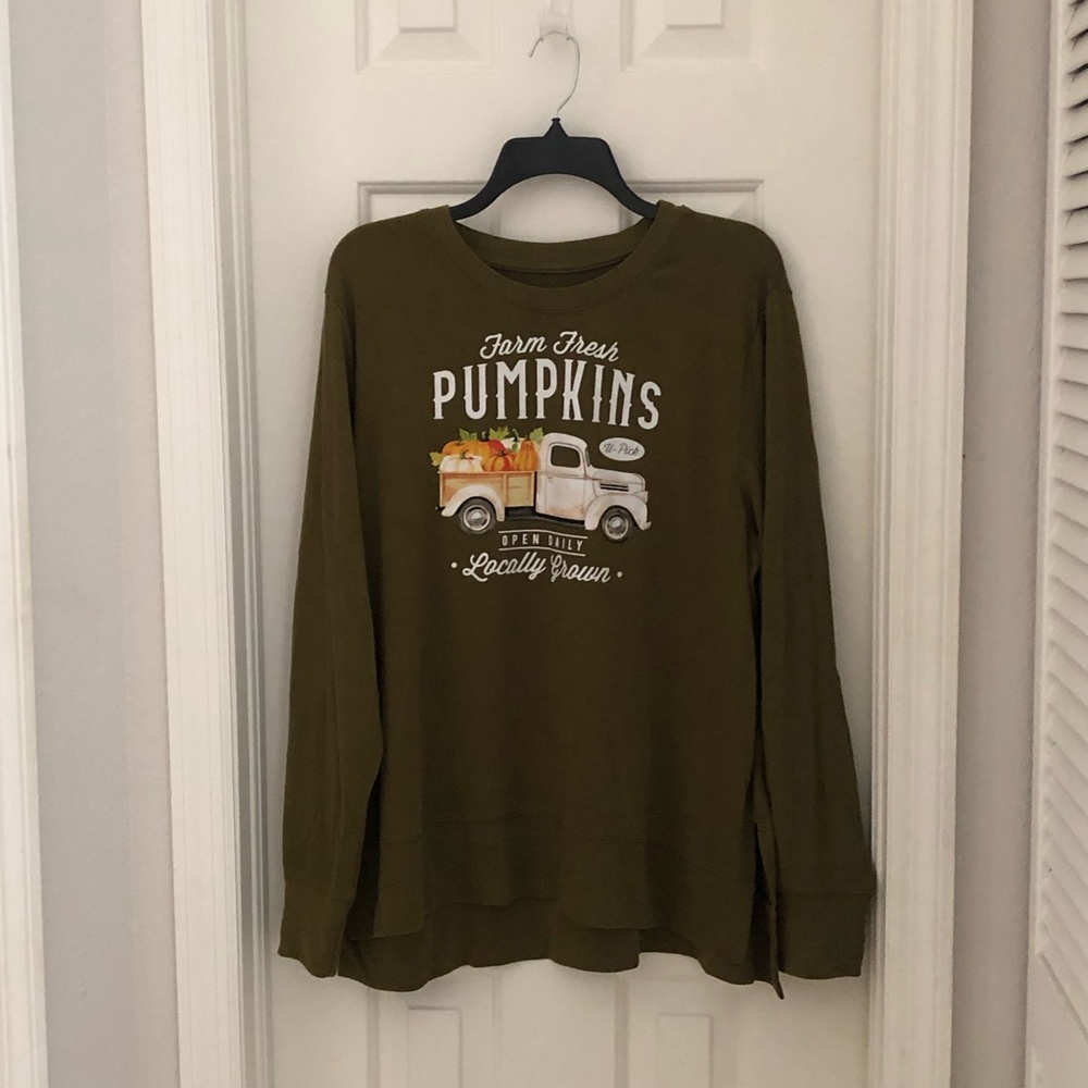 PositiviTees Olive Green Long Sleeve Tee - XL